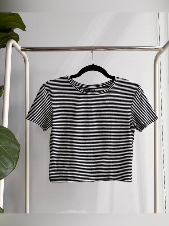 Zara Tops - ZARA | Short Sleeve Black and White Striped Shirt M